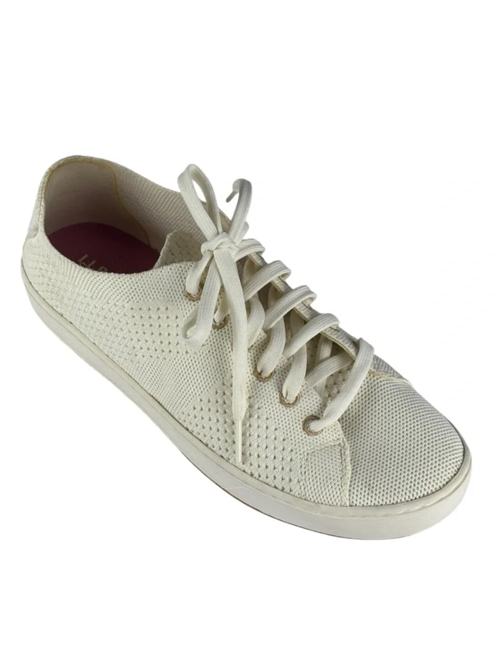 LL BEAN PAPERWHITE ECO BAY RECYCLED SOFT KNIT LACE UP SNEAKER TENNIS SHOES